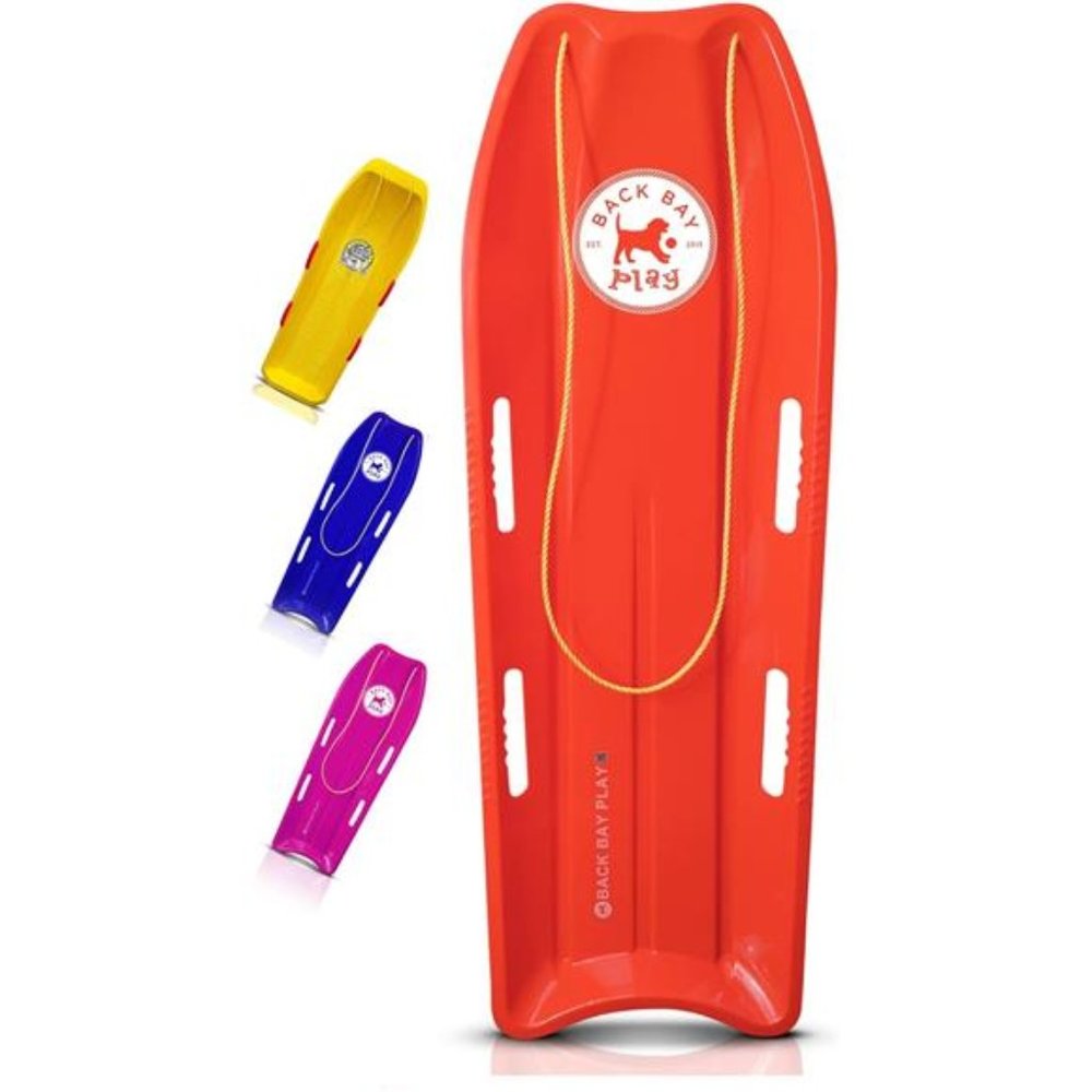 47in Snow Sled Plastic Sled 2 Person Toboggan w/Pull Rope & 4 Handles